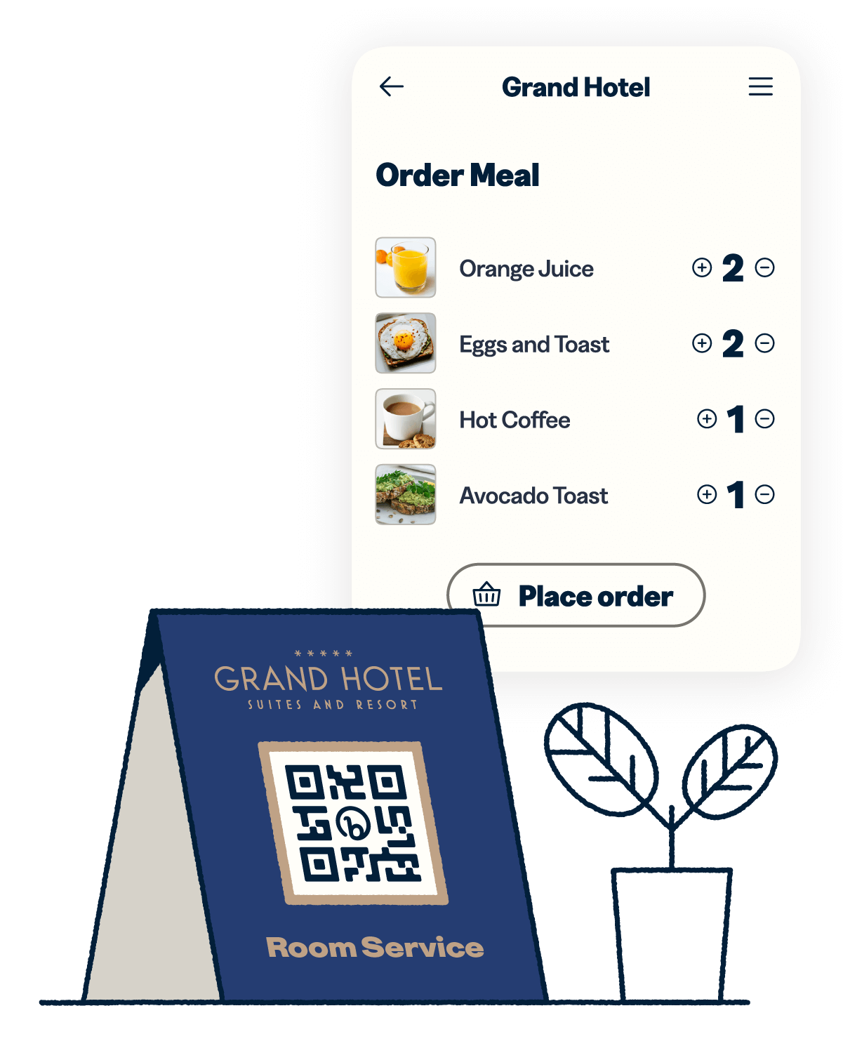 QR Code on table top that links to a menu