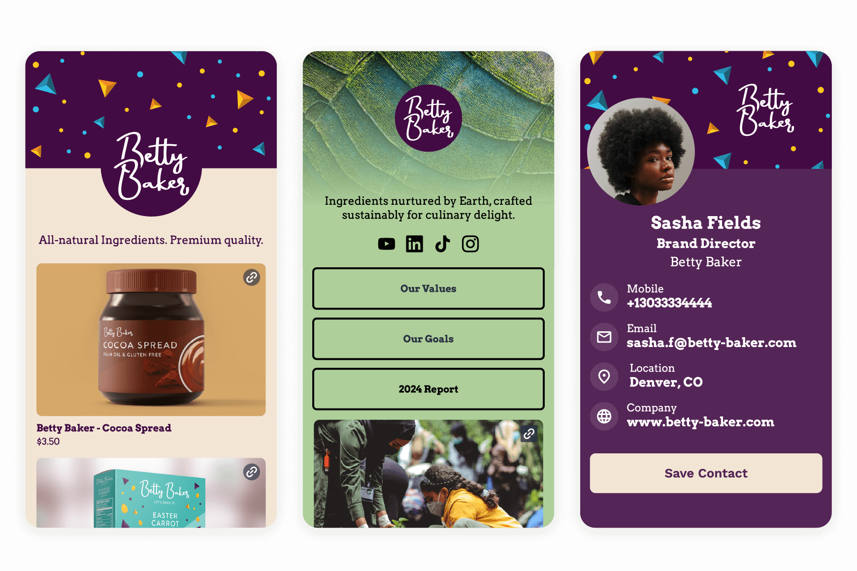 Betty Baker Bitly Pages examples